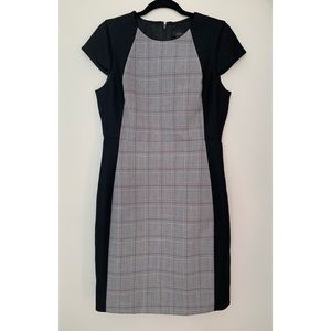 J. Crew Plaid Front Sheath Dress - Grey Black